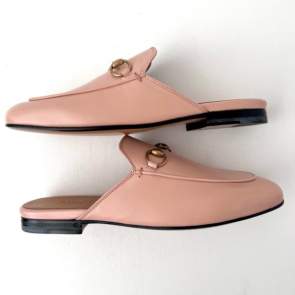 GUCCI | Light Pink Leather Princetown Horsebit Mules Slip On Loafers Flats 36 - Picture 9 of 11
